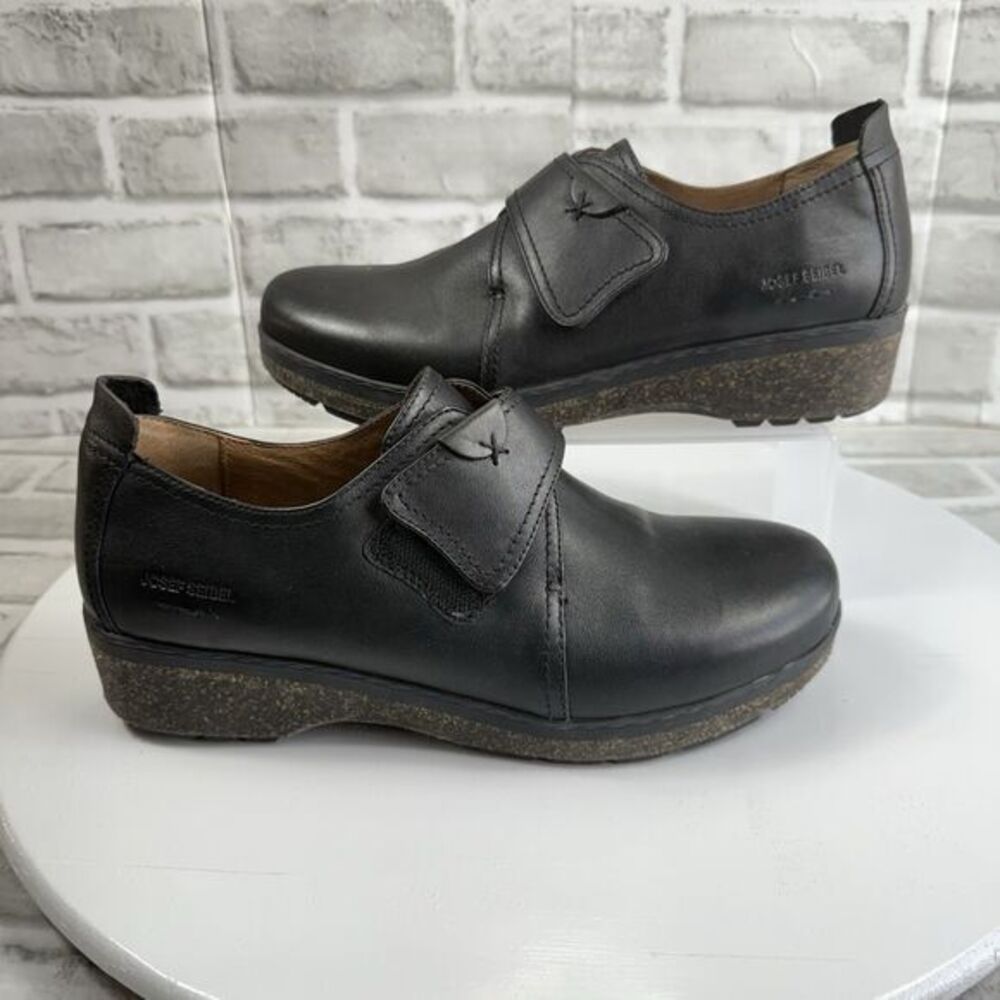 Josef Seibel Darla 08 Women's Size 40- 9/9.5 US Black Leather Cork Heel Loafers